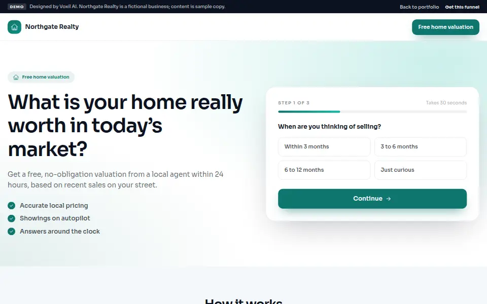 Luxury Real Estate Automation Funnel demo landing page for Northgate Realty
